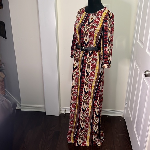 Forever21 Boho 3/4 Sleeve Maxi Dress Size Large - Picture 6 of 13